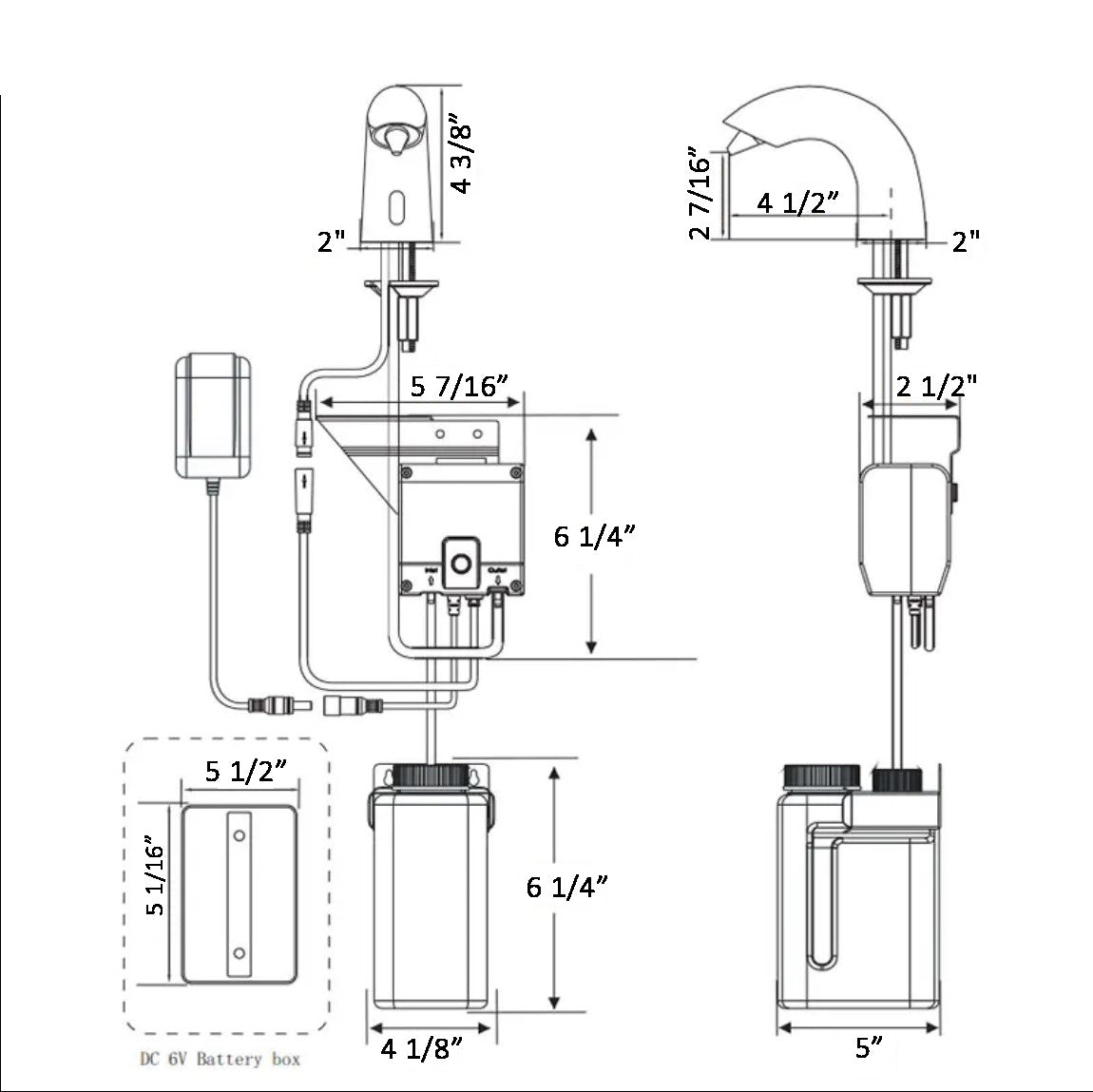 Dimensions sensor soap dispenser