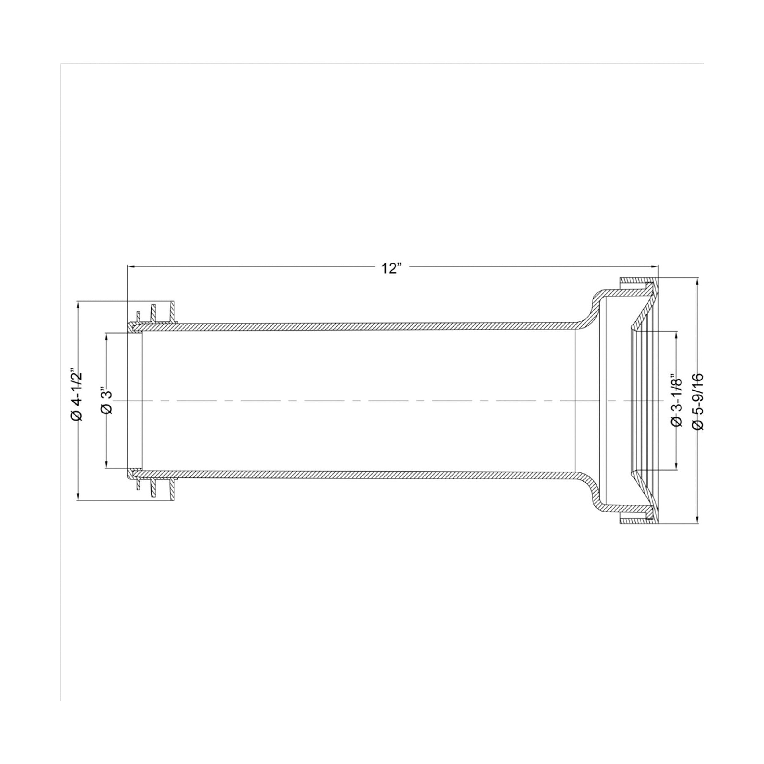 Straight Toilet Pipe Connector Intersan/AquaDesign