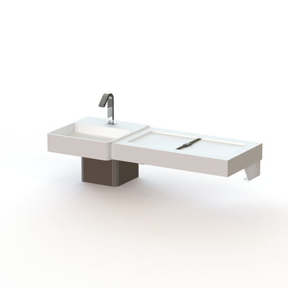 MODUS - Modus Single User Modular Solid Surface Lavatory for Public Restrooms with Baby Changer Combo