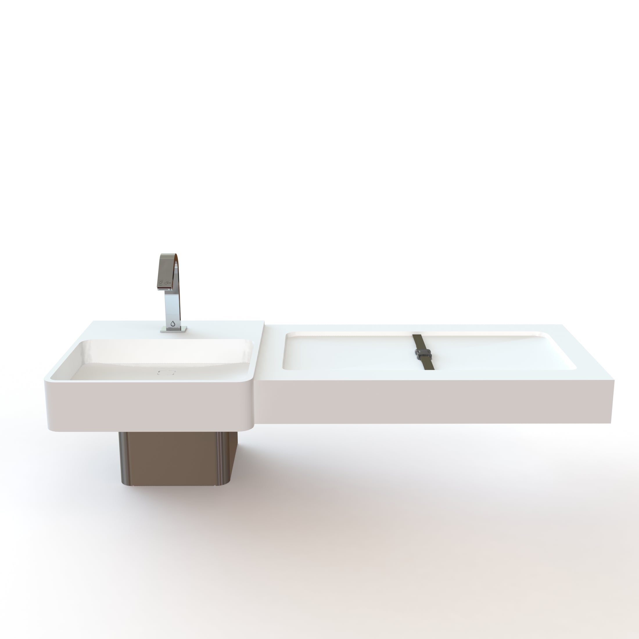 MODUS - Modus Single User Modular Solid Surface Lavatory for Public Restrooms with Baby Changer Combo