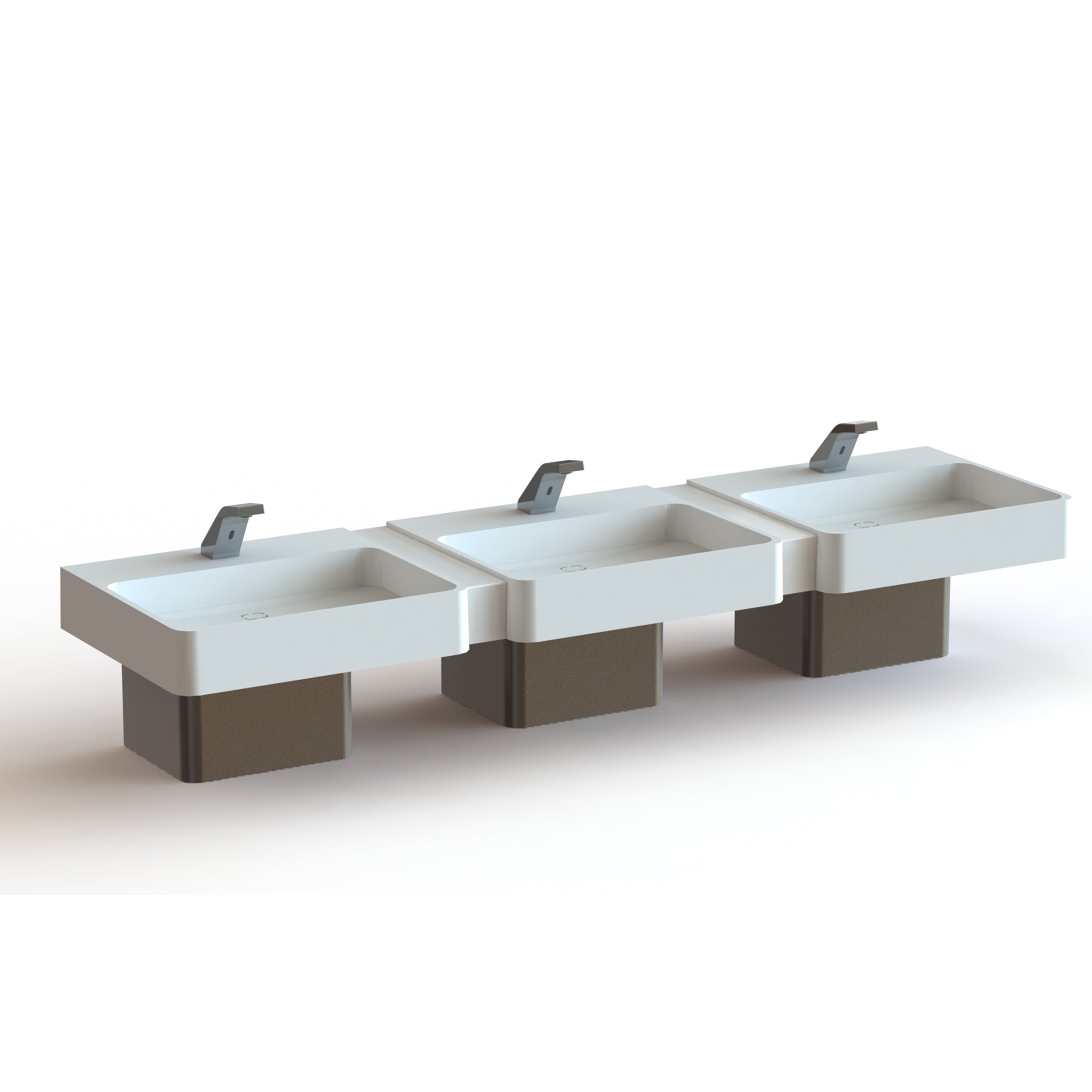 three white modus 25 sink with skirt and sensor faucet