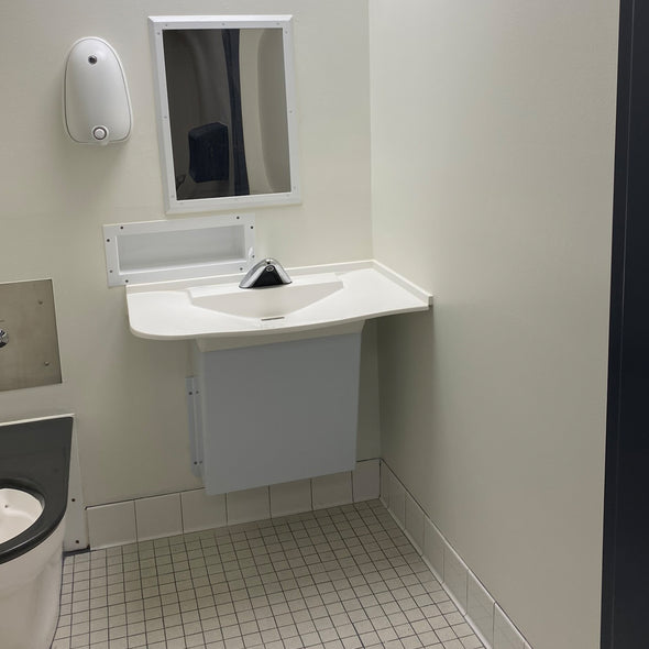 SLW01RX - Single User Streamlav Wing RX Solid Surface Behavioral healthcare Lavatory Anti-Ligature