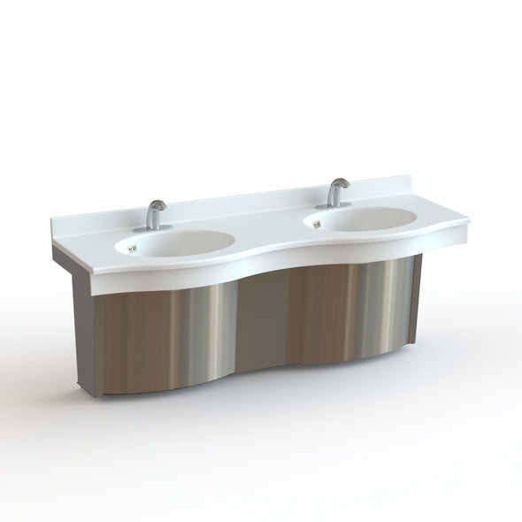 SWV02 - Solidwave Original Two User Solid Surface Lavatory System for Public Restrooms