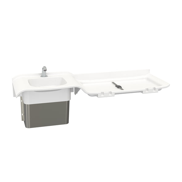 SWV1H - Single User Solidwave High-Low Solid Surface Handwashing Lavatory with Baby Changer Combo