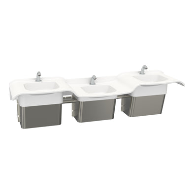 SWV3H/SWV3L - Three-user Solidwave High-Low Solid Surface Handwashing Lavatory