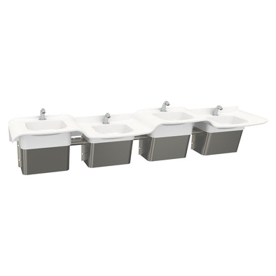 SWV4H- Four-user Solidwave High-Low Solid Surface Handwashing Lavatory